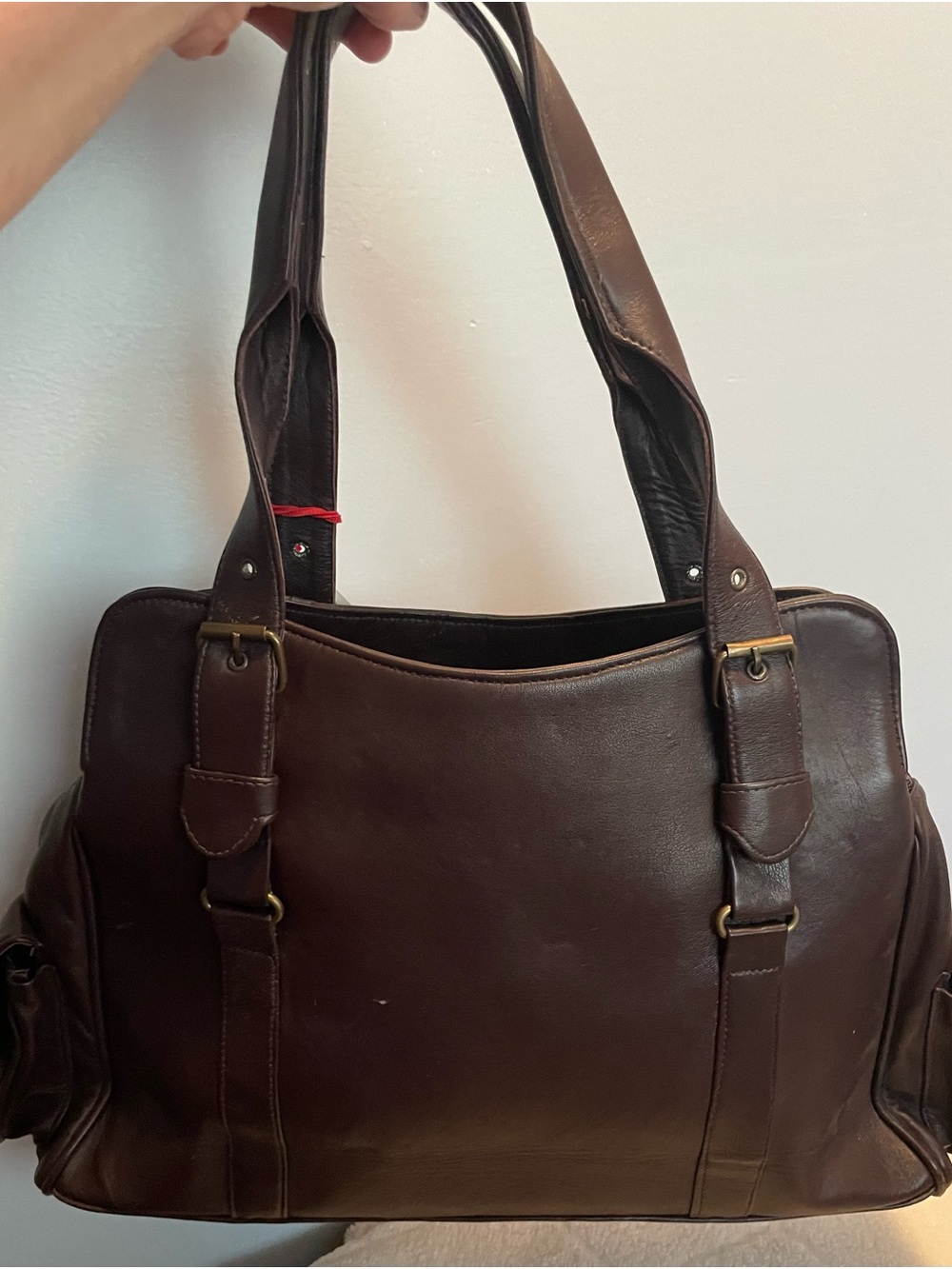 Tarini Hand Embroidered Floral Leather Tote Bag in Black - Picture 5 of 16
